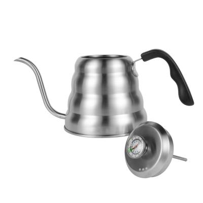 China 1L Sustainable Customized Small Edible Grade Modern Making Cloud Gooseneck Metal Coffee Kettle Pour With Thermometer for sale