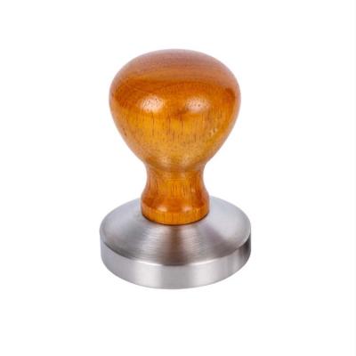 China Amazon Hot Sell Espresso Pressure Tamper Stainless Steel Coffee Tamper Viable Stand 51mm, 53mm, 57mm, 58mm with Wooden Handle for sale