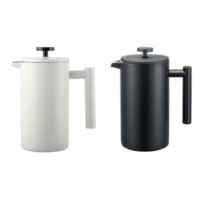 China WITH LID 1.5L Round Large Capacity Thermal Insulated Silver Stainless Steel French Press Tea Coffee Maker With Plunger for sale