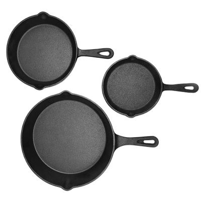 China CLASSIC Wholesale One-piece Cast Iron Vegetable Oil Black Fry Pan Skillet Set With Handle for sale