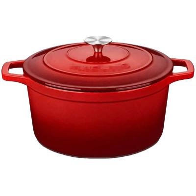 China Sustainable Chef-cookwares Hot Sale Round Full Size Customizable Colors Enameled Cast Iron Dutch Oven with Square Handle for sale