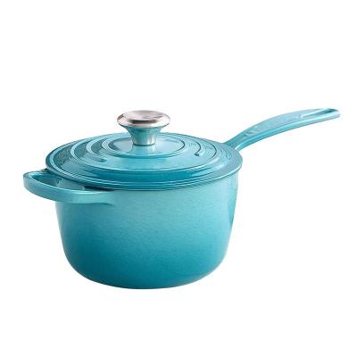 China Sustainable Chef-cookwares Customized OEM Cast Iron MINI Casserole Home Kitchen Round Sauce Pot Milk Heating Enameled Cookware Cast Iron for sale