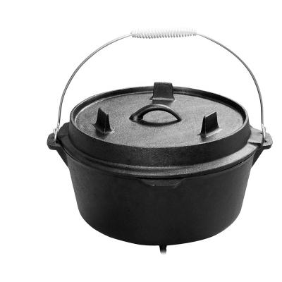 China Sustainable Chef-cookwares Wholesale Deep Pot Non Stick Pre-seasoned Outdoor Camping Pot Double used Cast Iron Dutch Oven with Three Legs for sale