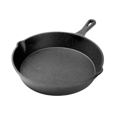 China CLASSIC Chef-cookwares Wholesale Pre-Seasoned Kitchen Round Flat Cast Iron Frying Pan Skillet Set for sale