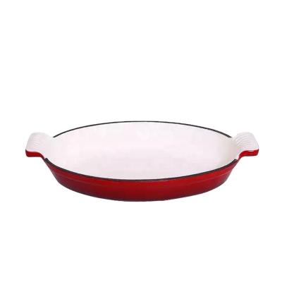 China Sustainable 1.58 Qt Enameled Cast Iron Oval Roaster Casserole Dish Lasagna Pan Deep Roasting Pan for Cooking and Baking for sale