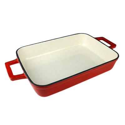 China General Use for Gas and Induction Cooker Enameled Cast Iron Deep Baking Dish Roaster Lasagna Pan for sale