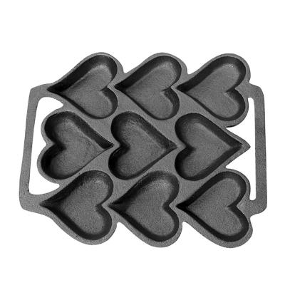 China CLASSIC Manufacturer Of Hot Household Cast Iron Cake Heart-shaped Mold With 9 Holes for sale