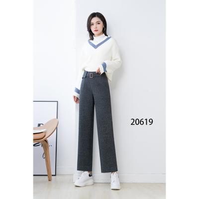 China 2020 autumn and winter breathable wide-leg women's thick wool pants high-waist new straight loosely drape casual pants for sale