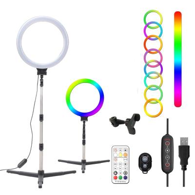 China PORTABLE 12 Inch Photography Lighting Remote Shutter Dimmable RGB LED Selfie Ring Light Video for Vlog TikTok Youtube Live Streaming for sale