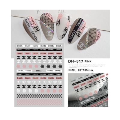 China Paper R luxury brand logo design nail stickers any color 3D 5D Factory OEM Non-Toxic stickers INS hot selling style japan korea style for sale