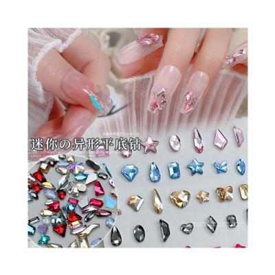 China Crystal Nail Rhinestone 100 pieces/pack of mini shaped crystal flat bottomed diamond jewelry pink mixed color glass warm spirit for sale