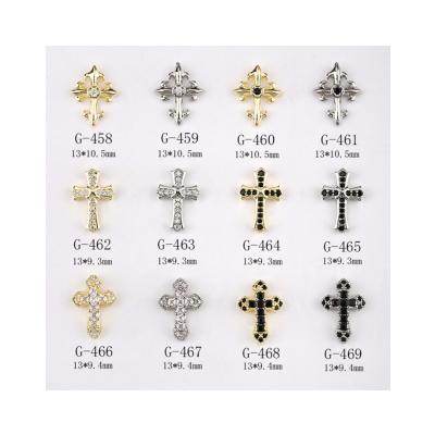 China Alloy Dark Vintage Style Cyberpunk Corolla Heart Nail Ornament Metal Color Preserving Gold Electroplated Texture Cross for sale