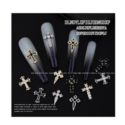 China Alloy New nail enhancement Croix heart jewelry Spicy girl style light luxury zircon cross super sparkling nail accessories for sale