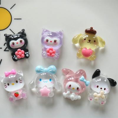 China Resin Large size transparent resin animal girl hair clip hair rope handmade material DIY cream adhesive phone case patch accessories i for sale