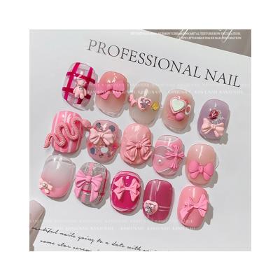 China ALLOY Girl Pink Nail Jewelry Wholesale Network Red Alloy Bow Knot Metal Cross Heart Nail Diamond Decoration for sale