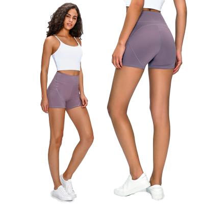 China High-rise yoga running seamless breathable crack! crack! for sale phone pockets zipper shorts with hidden pocket for sale