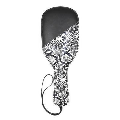 China PVC Tie Up Fetish BDSM Toy PVC Leather Snake Skin Model Slave Spanking Paddle With One Handle for sale