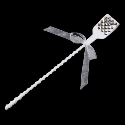 China Pu+polyester Fancy Paddle Crop With Pyramid Look Spikes , BDSM PU Leather Spanking Strap Crop For Slave Submissive for sale