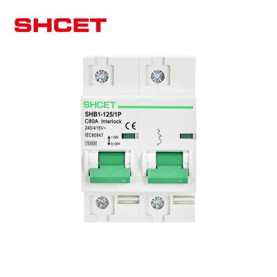 China Dual Power Inverter Transfer Power System SHCET 2p 63a 100amp PV Mechanical Latching Circuit Breaker Cmcb Solar Automatic Manual Coupling for sale