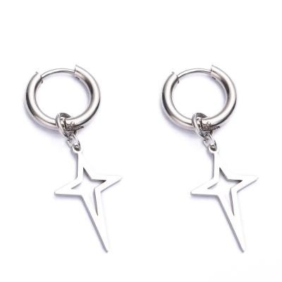 China Stainless Steel Huggie Hoop Earrings Stainless Steel OEM ODM Hollow Star Dangle Earrings for sale