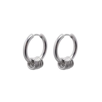 China New Arrival Punk Round Huggie Hoop Earrings Stainless Steel Hoop Hanging Earrings For Women Men for sale