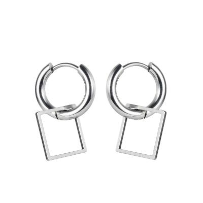 China Stainless Steel Huggie Circle Hoop Earrings Punk Jewelry Hoop Earrings With Square for sale