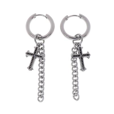 China Cute Women Men Circle Earring Geometric Cross Dangle Earrings With Chain for sale