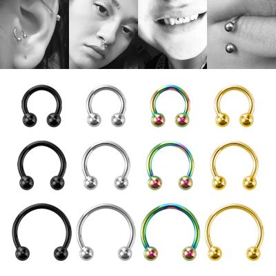 China Punk Circular Horseshoe Hoop of Smiley Bar BCR 16G Barbell Septum Piercing Nose Rings for Women Men for sale