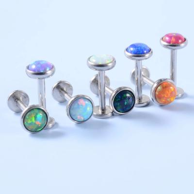 China 16G Wire Opal Stone Labret Monroe Lip Stud Ring Opal Ear Cartilage Tragus Helix Punk Inner Earring for sale