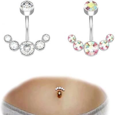 China Zircon Punk Sexy Navel Ring Stainless Steel Women Crystal Navel Piercing Belly Bar Jewelry for sale