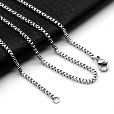 China Stainless Steel Box Chain Necklace 1.5mm 2mm 2.5mm 3mm Link Chains Jewelry Punk Gift for sale