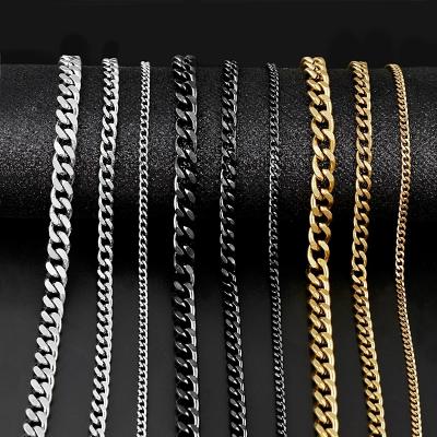 China Punk Cuban Link Chain Necklace For Woman Mens Stainless Steel Necklace Jewelry Basic Punk Gifts for sale