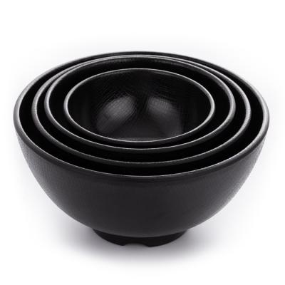 China New Viable Wholesale Pattern Different Size Checker Pattern Melamine Round Black Serving Bowls for sale