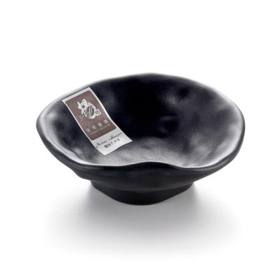 China Sustainable Shop Online Porcelain Irregular Black Melamine Dip Bowl Malaysia Safety 4 Inch for sale