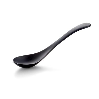 China Custom Sustainable Melamine Black Dinnerware Chinese Soup Spoon For Restaurant for sale