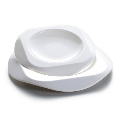 China Sustainable New Design Unbreakabel Creative Melamine 9.5 Inch White Luxury Plates for sale