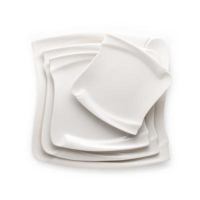 China Sustainable Dishes Dishes Plates Unique Design Melamine White Restaurant Serving Dishes for sale