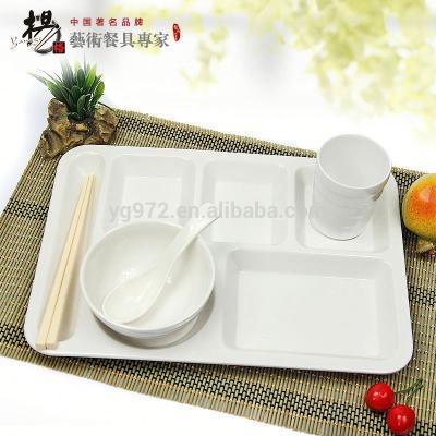 China Dinner Dishes 261-2/6014 Factory Wholesale 100% Melamine School Canteen Lunch Trays for sale