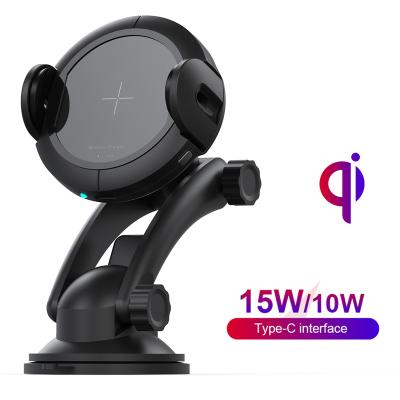 China Infrared 10w 15w Cells 10w 15w Smart Car Phone Holder Fast Charging QI QI Auto Sensor Mobile Mount Wireless Charger for sale