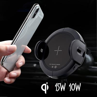 China Hot Selling Amazon Hot Selling 15w Qi Fast Stand Infrared Smart Sensor Car Charger Auto Charging Wireless Charging Mount for sale