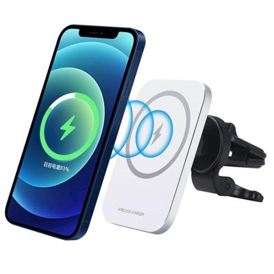 China Metal Body For 15W Heat Dissipation Magnetic Car Wireless Charger QI Car Mount Air Vent Phone Holder Fast Charging Holder for sale