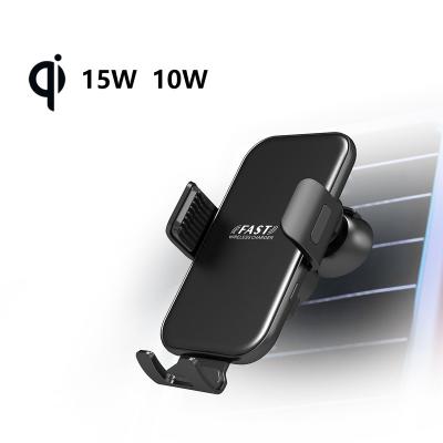 China Led Lights With Logo Qi Car Wireless Charger 15W Mobile Phone Car Holder With Fast Charging for sale