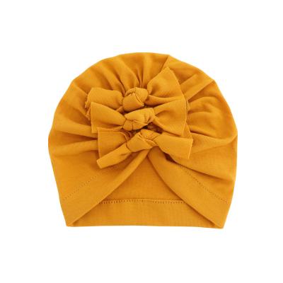 China New Breathable Soft Knitted Children's Hat Spring Baby Sweater Indian Hat And Summer Cloth Pleat Bow Hat for sale