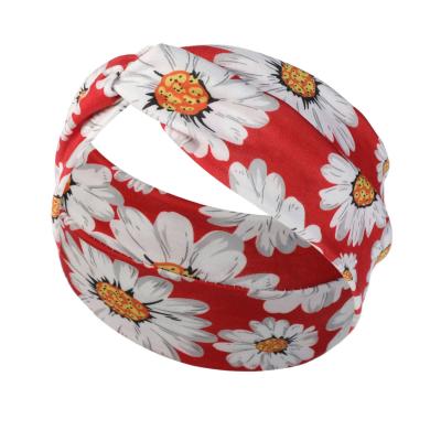 China Simple Daisy Hair Band Headwear Fashion Hair Band Beauty Makeup Hairbands Cotton Fashionable Soft Cloth Headbands for sale