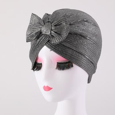 China Wholesale high quality golden bow ladies headscarf hat for turban hair towel for girls A-289 for sale