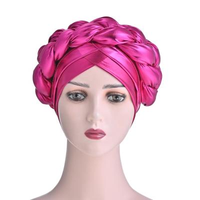 China Fashionable and Popular Wholesale Headscarf New Fashion Braid Hat African Headscarf Turbans for Women Muslim Turban Product for sale