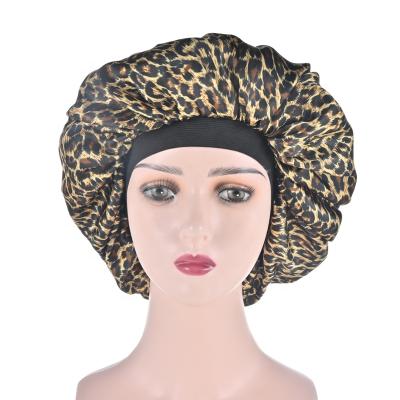 China Wholesale Large Size Eco-friendly Fashion Nightcap Dome Silk Satin Printed Silk Shower Hat for sale