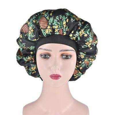 China Eco-Friendly Autumn Emulation Silk Turban Cap Fashionable Printed Silk Product A Large Silk Nightcap Turban For Girls for sale