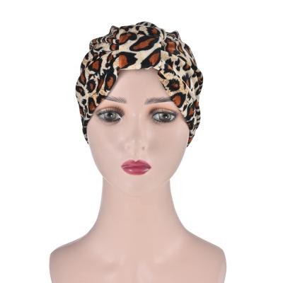 China Wholesale Fashion Woman Leopard Velvet Scarf Hat Islam High Elastic Turban African Pretied Turban For Girls for sale