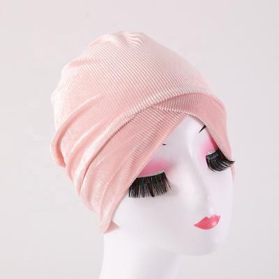 China Fashion Wholesale Fashion Velvet Microfiber Hair Turban Hat African Turbans For Women for sale